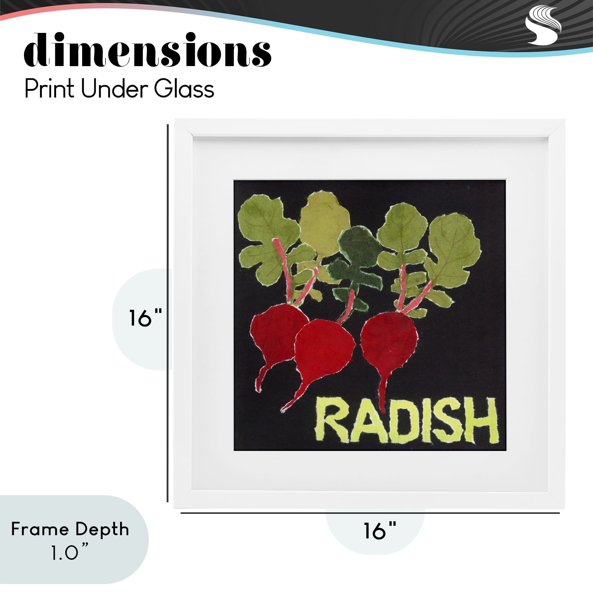 Stupell Industries Collaged Radish Vegetables White Framed Print Under Glass, design by Nancy Overton