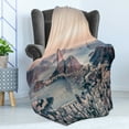 thumbnail image 4 of Vintage Beach Soft Flannel Fleece Throw Blanket, Photo Rio de Janeiro Coastline Brazil City Beach Landscape Mellow Sunset, Cozy Plush for Indoor and Outdoor Use, 50" x 70", Multicolor, by Ambesonne, 4 of 5