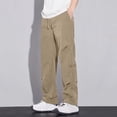 thumbnail image 2 of Royisotas Mens Breathable Pants with Pockets Big and Tall Winter Stretch Elastic Waist Khaki Pants for Men, 2 of 8