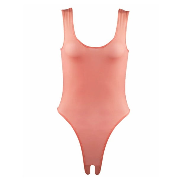 iEFiEL Womens High Cut Thong Leotard Bodysuit Underwear with Open Crotch