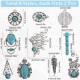 thumbnail image 2 of 1 BOX 16Pcs 8 Styles Synthetic Turquoise Charms Bulk Western Charms Bohemian Tibetan Style Silver Lucky Stone Alloy Large Vintage Charms for Jewelry Making Charms Bracelet Necklace Beginners DIY, 2 of 6