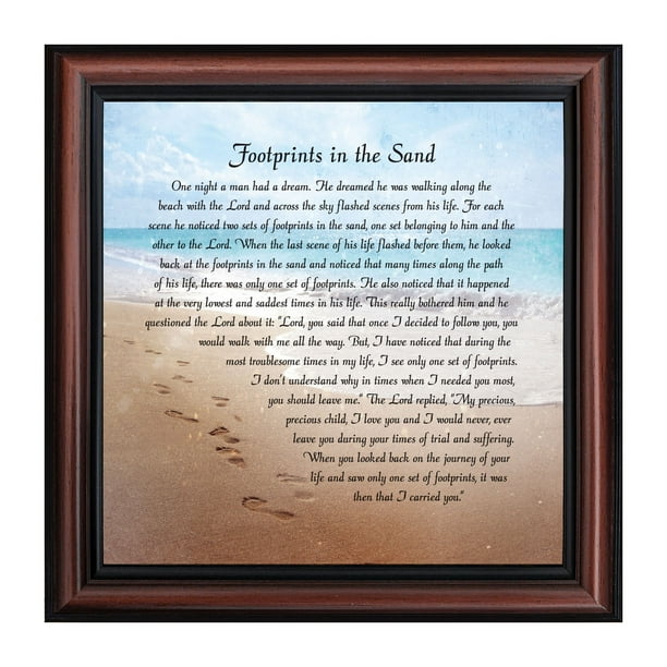 Footprints In The Sand Inspirational Wall Art Beach Decor Christian Gifts For Women And Men Christian Wall Decor Get Well Soon Encouraging Scripture Wall Art Framed Sympathy Gift 8639 Walmart Com