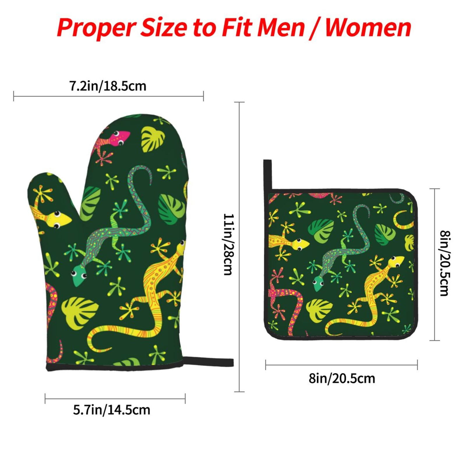 Colorful Lizard Gecko Native 4Pcs Oven Mitts and Pot Holders Sets Oven Kitchen Gloves Hot Pads for Cooking BBQ Baking Grilling