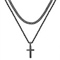 thumbnail image 1 of Yooblue Collar de cruz para hombres y niños, collar de cruz para hombre de acero inoxidable, collar en capas negras, regalos de joyería, collar de cadena de cruz delicada para hombres de 40,6 a 18.0 i, 1 of 1