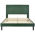 thumbnail image 2 of FlkwoH Cama tapizada 140 x 200 cm, somier con somier y cabecero, cama doble tapizada, funda de tela de terciopelo verde oscuro, diseño moderno atemporal, cama juvenil, 2 of 4