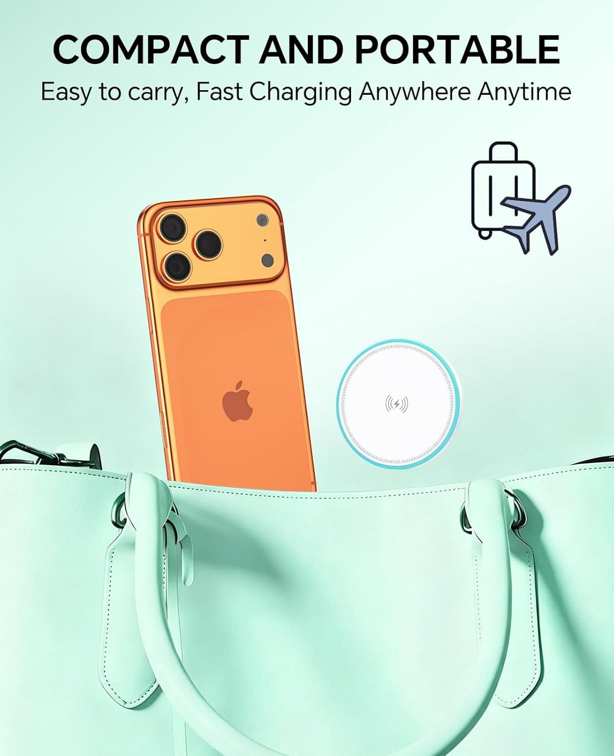 Magnetic Wireless Charger, 2-Pack, 15W Fast Charging, 4.9ft (1.5m) Cable Length, Compatible with iPhone 17/16/15/14/13/12 and AirPods, White, Adapter Included