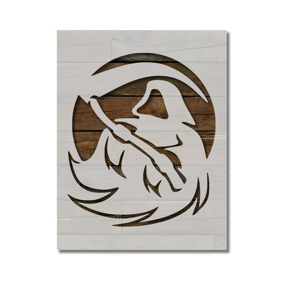 Grim Reaper Death Scythe Stencil Template Reusable 8.5 x 11 for Painting on Walls, Wood, Etc. By Stencilville