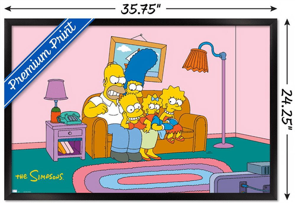 The Simpsons - Couch Wall Poster, 22.375" x 34", Framed