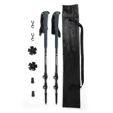 Trekking Hiking Walking Stick - 2 Pair Trekking Hiking Stick Pole Set , GVDV Telescopic Sticks Walking Stick Easy and Adjustable Trekking Pole made of Aluminum Alloy with Clamp 67cm- 135cm for Travel, Camping, Hiking, Trekking