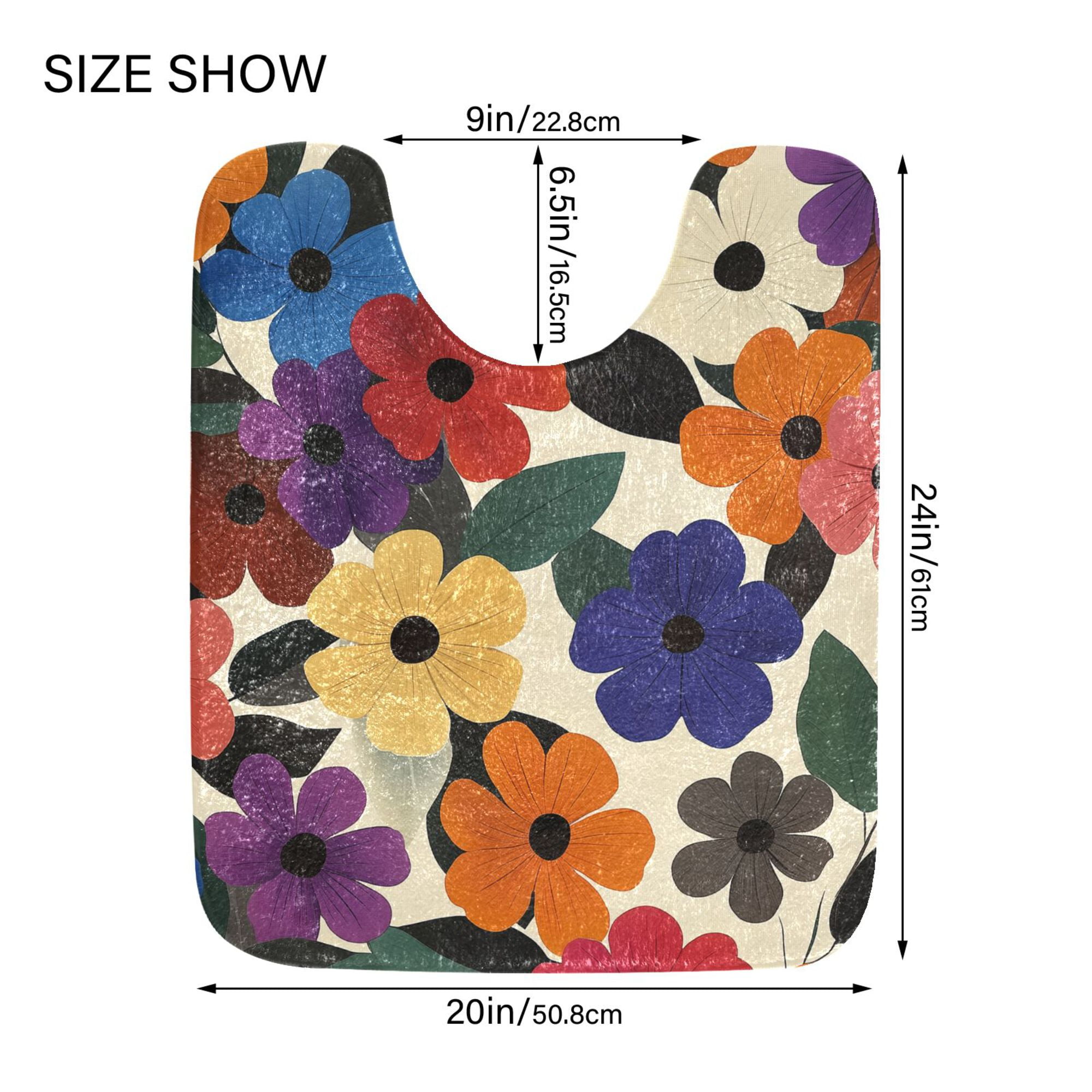 Yayeee Bath Rugs for Bathroom Floor Non Slip Non Skid Set of 2 Soft Absorbent Large Colorful Flowers Pattern Machine Washable Mat