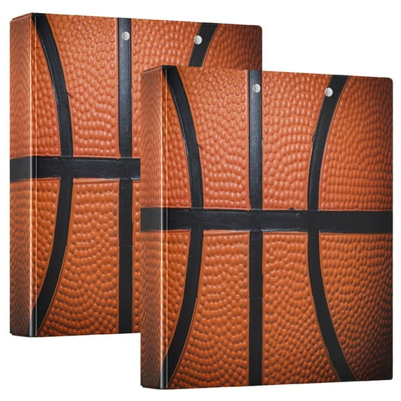 joogoo Basketball Stripes Hardcover 3 Ring Binder 1.5" Round Rings Interior Pockets Binders Organizer 2 Pack