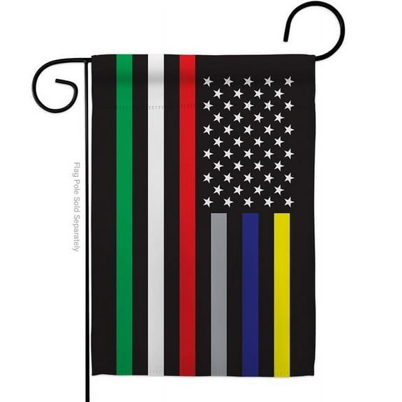 Americana Home & Garden G142927-BO 13 x 18.5 in. US First Responders Line Garden Flag with Armed Forces Service Double-Sided Decorative Horizontal Flags House Decoration Banner Yard Gift