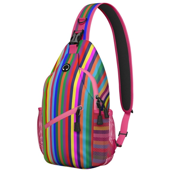 Ocean Starry Night Sling Backpack for Travel and Daily Use, Lightweight Crossbody Bag with Watercolor, Abstract Geometric Design and Rainbow Gradient Aesthetic