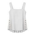 thumbnail image 4 of LNWUY Womens Square Neck Linen Tank Tops Buttoned Fashion Spring Summer Beach Sleeveless Shirts Blouses Vest Top White XXL, 4 of 7