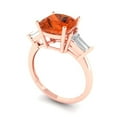 thumbnail image 2 of Clara Pucci 14K Rose Gold 3ct Red Three-Stone Ring for Women, 2 of 7