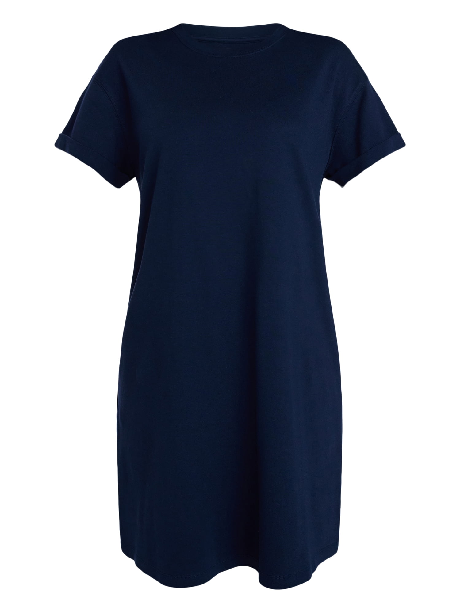Time and Tru Women's Cotton T-Shirt Dress with Short Sleeves, Sizes XS-XXXL