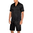 thumbnail image 3 of Ekouaer Men Satin Silk Pajamas Set with Pockets Sleepwear Shorts Satin Summer Loungewear 2 Piece Button Down Set S-XXL, 3 of 4