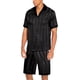 thumbnail image 4 of Ekouaer Men Satin Silk Pajamas Set with Pockets Sleepwear Shorts Satin Summer Loungewear 2 Piece Button Down Set S-XXL, 4 of 5