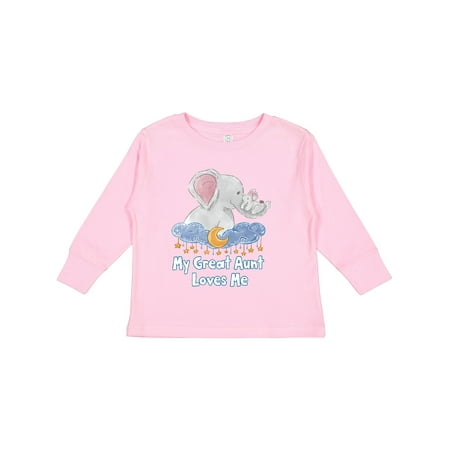 

Inktastic My Great Aunt Loves Me Cute Elephants Clouds Moon and Stars Gift Toddler Boy or Toddler Girl Long Sleeve T-Shirt