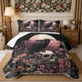 thumbnail image 2 of Manfei Gothic Skull Crow Twin Quilt Set 2 Pieces,Vintage Flowers Twin Coverlet Set,1 Bedspread and 1 Pillowcase, 2 of 7