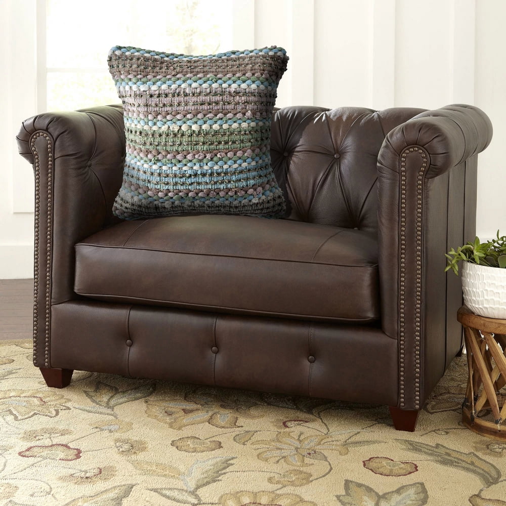 Ox Bay Drew 18" x 18" Green/Blue Striped Cotton Blend Adult Decorative Throw Pillow Cover