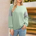 thumbnail image 3 of Otntypg Athletic Sweatshirts for Women Trendy 2025 Fall Long Sleeve Color Block Crewneck Pullover Tops Loose Lightweight Oversized Baggy T-Shirts Mint Green S, 3 of 7