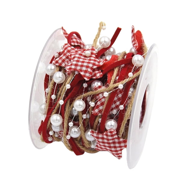 1 rollo de cintas decorativas de Navidad cinta de pentagrama de cuentas artificiales para decoración de árboles de Navidad manualidades DIY
