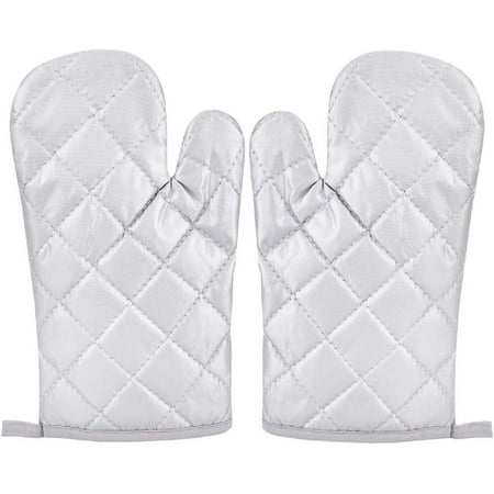

Professional Heat Resistant Baking Oven Mitts with Soft Inner Lining Thickening Cotton Microwave Anti Ironing Gloves Non Slip and Striped Cotton Anti Scalding Pot Holders 2 Pcs