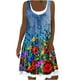 thumbnail image 2 of ICHUANYI Clearance Fashion Women Casual Sexy Round-Neck Floral Printing Fake Two-Piece Sleeveless Dress(Red, XL) ICHUANYI WER2023080703858, 2 of 4