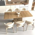 thumbnail image 4 of Expandable Dining Table with 2-Tier Storage Shelf, Modern Rectangular Dinner Table for 6-10 people, Wooden Space-Saving Table with Fluted Base and Gold Handles, Brown, 4 of 6