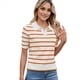 thumbnail image 2 of de Punto A Rayas de Corta para Mujer, Camiseta Corta con Cuello en V y Corte Entallado. Naranja Rojo L, 2 of 9