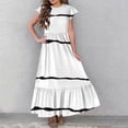 thumbnail image 4 of Huvoen 10-12 Robes pour Filles Mode Filles Été Nouvelles Manches Courtes Col Rond Robe Couleur Unie Blanc 6 Ans, 4 of 7