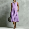 thumbnail image 6 of IUYRTFE Women's Loose Fit Sleeveless Tank Dress with Pockets Cotton Linen Blend Casual Summer Midi Dress, 6 of 6