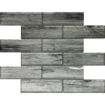 5 pack Light Gray 11.8 in. x 11.8 in. Polished Glass Subway Mosaic Floor and Wall Tile (4.83 sq. ft./Case)