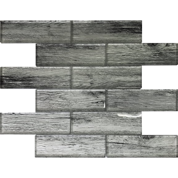 5 pack Light Gray 11.8 in. x 11.8 in. Polished Glass Subway Mosaic Floor and Wall Tile (4.83 sq. ft./Case)