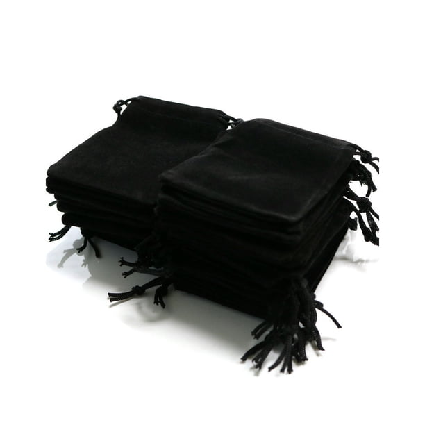Sonducket Bolsa con cordón de 100 Uds., bolsa de joyería de terciopelo, adornos de almacenamiento, cordón suave, embalaje de abalorios, bolsas de boda, Ropa, zapatos y accesorios Miscelánea Negro Sonducket AP015680-01