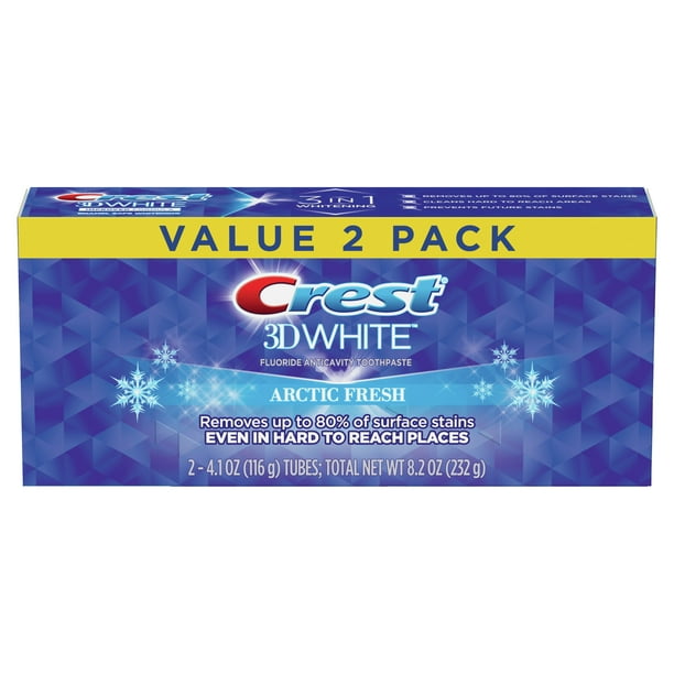 Crest 3D White, Whitening Toothpaste Arctic Fresh, 4.1 oz, Pack of 2