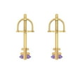 thumbnail image 4 of 14K Solid Gold Screw Back Stud Earrings for Women | 1 cttw Marquise Cut Simulated Alexandrite | Yellow Gold, 4 of 5