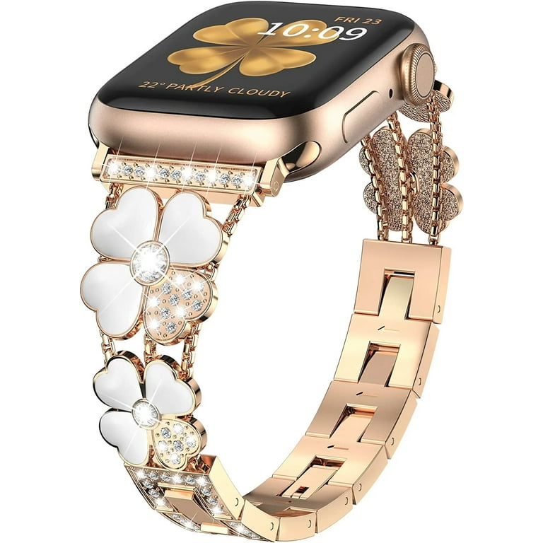 LOMAXFR Compatible with Apple Watch Band Women 42mm 44mm 45mm 49mm Ultra Bling Diamond Dressy Metal Wristband for iWatch Series 8 7 6 SE 5 4 3 2 1