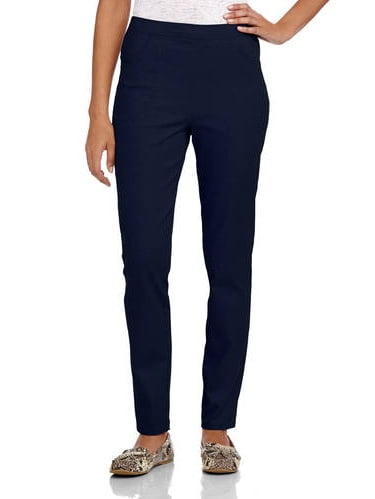Women's Flat Front Back Elastic Stretch Denim Pants - Walmart.com