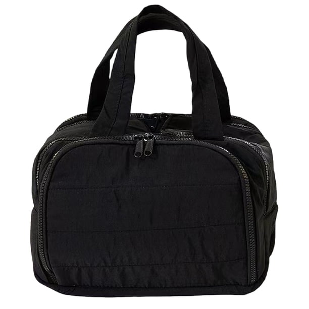 Injueey Bolsa de viaje para el cuidado personal con forro de PVC impermeable y moderna bolsa para guardar maquillaje. Almacenamiento y organización del hogar negro