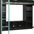 thumbnail image 5 of L-Shaped Dual Twin Size Loft Bed Frame with Power Outlet and TV Stand, Wooden Gaming Bed Frame with Storage Shelves and RGB LED Lights, Reversible Layout, Space-Saving, Mattress Not Included, Blue, 5 of 9