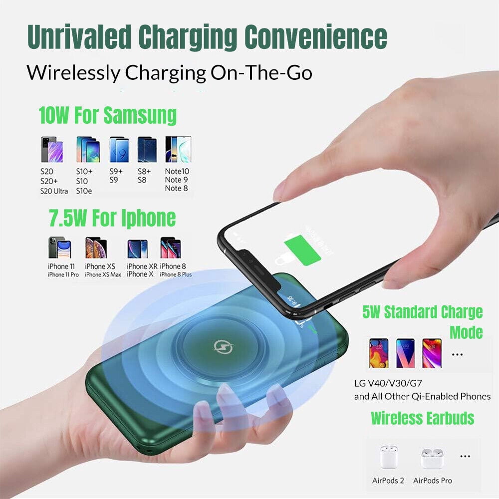 Portable Charger with Built-in Cable, 10000mAh Ultra-thin Power Bank, LED Display Compatible with iPhone, Samsung, Android