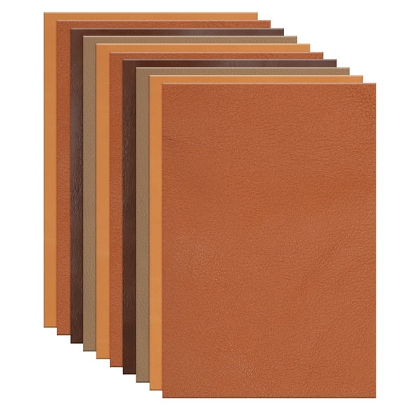 Uxcell 15Pcs Leather Hide, 12x8" Leather Pieces Artificial Cow Leathers for Craft, Coffee Tone