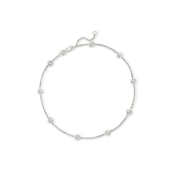 Ross-Simons 0.50 ct. t.w. Diamond Station Anklet in 14kt White Gold, Women's, Adult