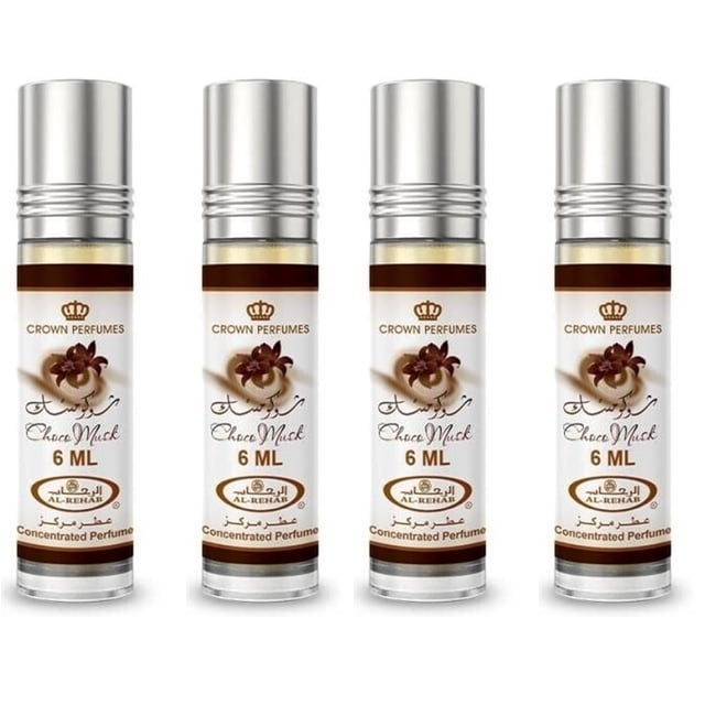 Roller de perfume de chocolate y almizcle de Al-Rehab, unisex, 6 ml, paquete de 4