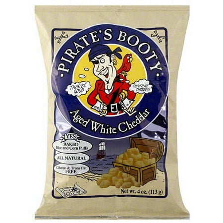 Pirate's Booty Aged White Cheddar Rice & Corn Puffs, 4 oz, (Pack of 12)