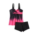 thumbnail image 2 of Women's Two Piece Swimsuit Fashionable Conservative Gradient Color Flat Leg for Beach Vacation,Hot Pink,S, 2 of 5