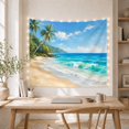 thumbnail image 5 of Tropical Beach with Palm Trees and Ocean Waves on a Sunny Shore, Serene Coastal for Beach Lovers, Vacation Art Decor, Holiday Gift, Tapestry Wall Hanging for Bedroom and Living Room, 5 of 7