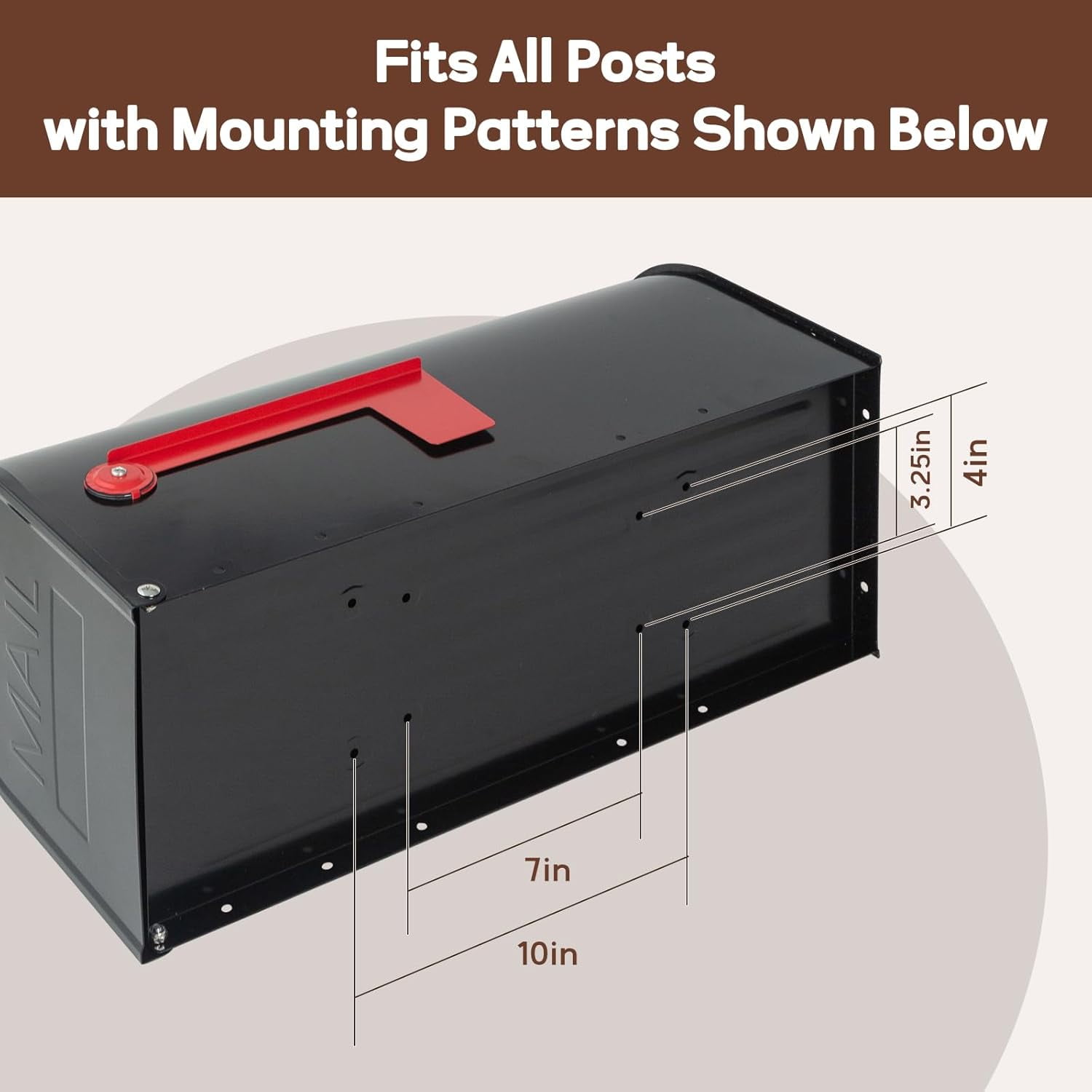 Large Mailboxes for Outside,  Black Metal Mailbox, Galvanized Steel Post Mount Mail Box,  Large Capacity, 23 x 10.7 x 8.9 Inches